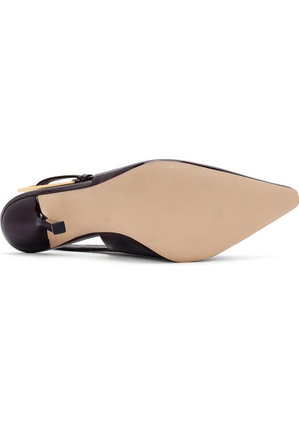 Kadın Bordo Arkası Açık Yüksek Ince Topuklu Rugan Deri Ayakkabı 25AFD120316 indirimleri