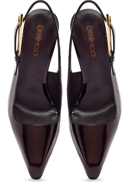 Kadın Bordo Arkası Açık Yüksek Ince Topuklu Rugan Deri Ayakkabı 25AFD120316