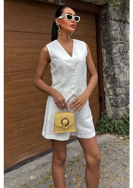 Yelek Şort Flamlı Keten Takım 10133-17 fiyatları