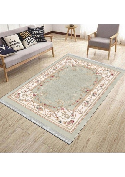 Vintage Desenli Floral Halı Yıkanabilir Kilim Kaymaz Tabanlı Yolluk Dot Tabanlı Halı 2101A fırsatları