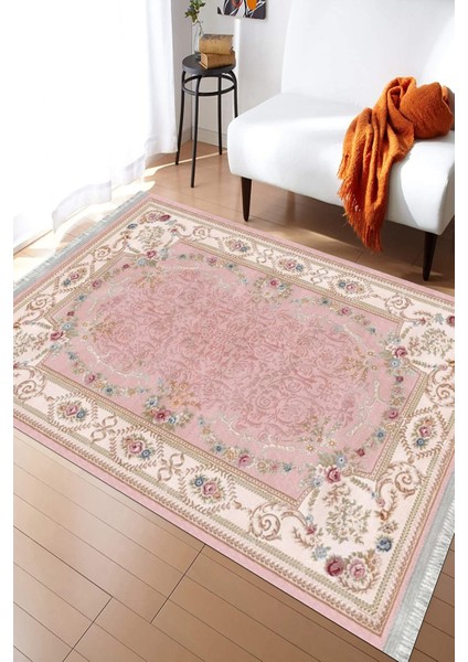 Vintage Desenli Floral Halı Yıkanabilir Kilim Kaymaz Tabanlı Yolluk Dot Tabanlı Halı 2098A fırsatları