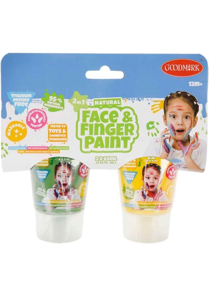 2in1 Doğal Yüz ve Parmak Boyası 2’li - Yeşil-Sarı