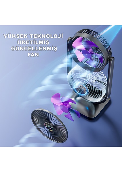 İkili Fan Vantilatör Şarjlı Masaüstü Vantilatör Fan - Yüksek Pil Kapasitesi - Güçlü Fan Motoru - Ayarlanabilir Başlık - Maksimum Serinlik fırsatları