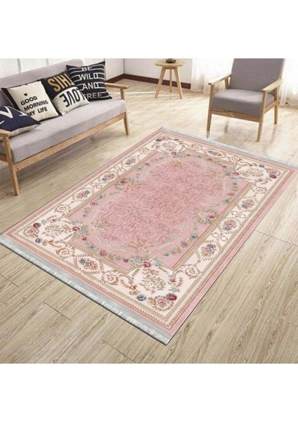 Vintage Desenli Floral Halı Yıkanabilir Kilim Kaymaz Tabanlı Yolluk Dot Tabanlı Halı 2098A modelleri