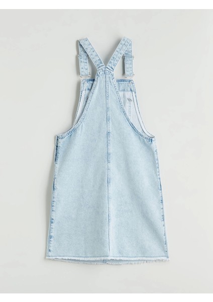 Lcw Kids Mavi Kare Yaka Kız Çocuk Jean Salopet Elbise fiyatları