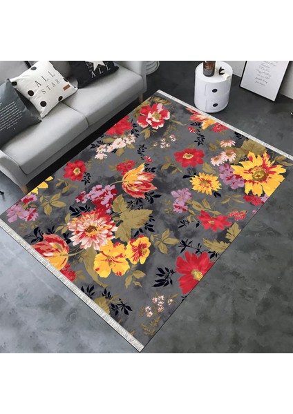 Kaymaz Tabanlı Halı Çiçek Desenli Yıkanabilir Halı Kilim Yolluk Dot Tabanlı Halı 2199A fiyatları