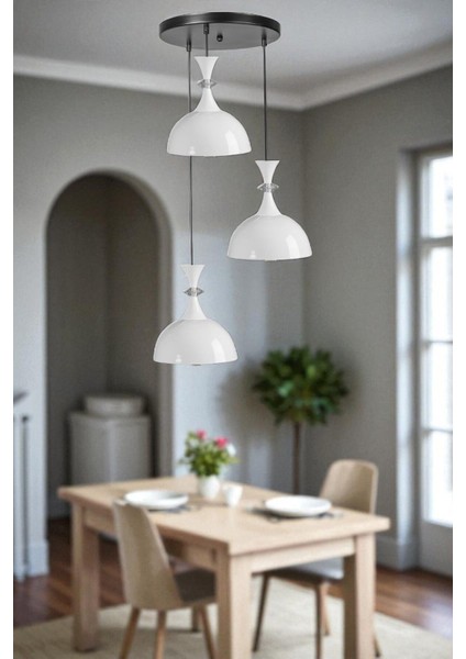 Akay 3 Lü Tepsili Beyaz Sarkıt