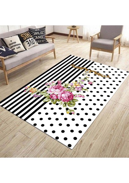 Puantiyeli Halı Yıkanabilir Halı Kilim Kaymaz Tabanlı Yolluk Dot Tabanlı Halı 2195A