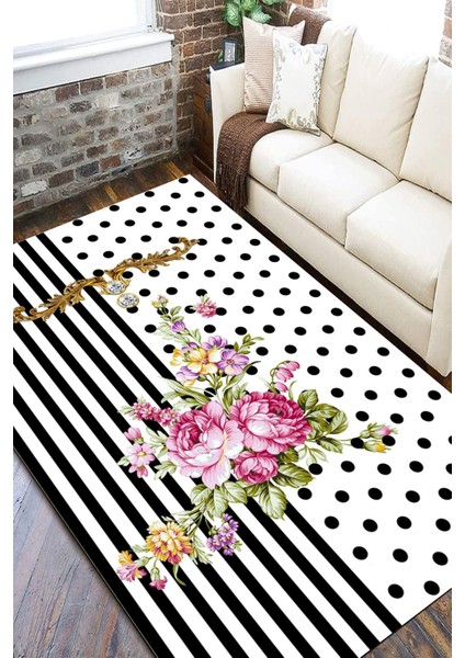 Puantiyeli Halı Yıkanabilir Halı Kilim Kaymaz Tabanlı Yolluk Dot Tabanlı Halı 2195A fırsatları