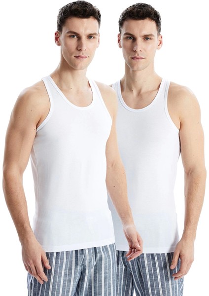 Lc Waıkıkı Beyaz U Yaka Penye Erkek Atlet 2'li