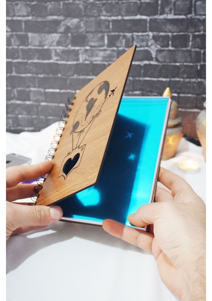 A5 Balon Tasarım Ahşap Kapak Günlük Plan Defteri - Süresiz Ajanda - Tarihsiz Planlama Defteri fiyatları