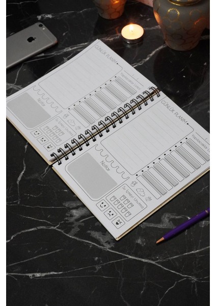 Elif Vav Günlük Planlayıcı Ahşap Kapak Defter - Süresiz Ajanda - Tarihsiz Planlama Defteri - A5 fırsatları