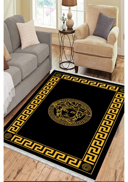 Siyah Tabanlı Halı Kaymaz Tabanlı Makinede Yıkanabilir Kilim Dot Tabanlı Salon Halısı 3128B fırsatları