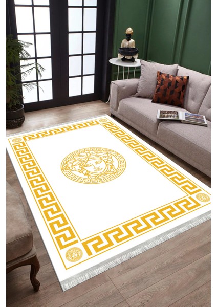 Beyaz Tabanlı Halı Kaymaz Tabanlı Makinede Yıkanabilir Kilim Dot Tabanlı Salon Halısı 3128C fiyatları
