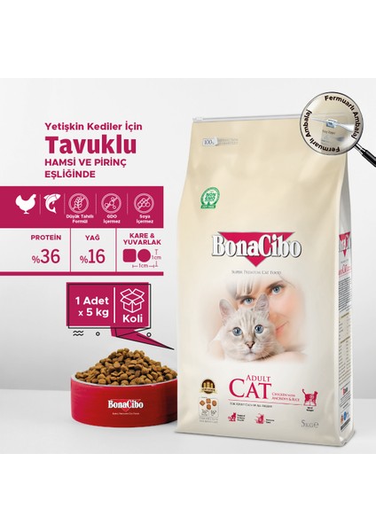 Adult Cat Tavuklu Yetişkin Kedi Maması 5 Kg, Tüm Irklar Için, Doğal, Şeker Içermez
