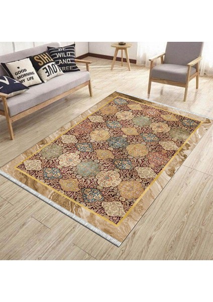 Dekoratif Halı Kaymaz Tabanlı Makinede Yıkanabilir Kilim Dot Tabanlı Salon Halısı 3137A