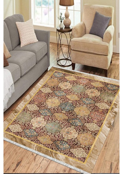 Dekoratif Halı Kaymaz Tabanlı Makinede Yıkanabilir Kilim Dot Tabanlı Salon Halısı 3137A fırsatları