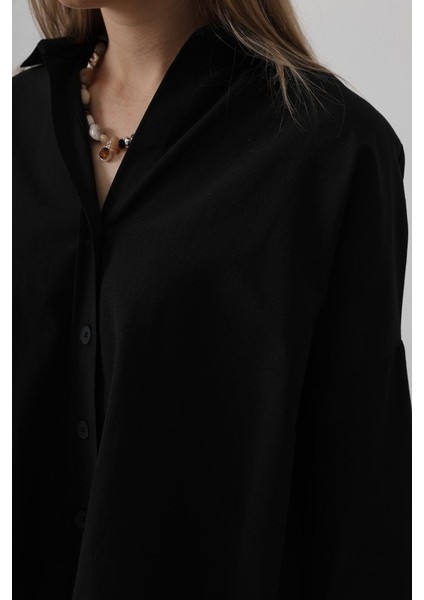 Geniş Manşet Detaylı Gömlek - Siyah modelleri