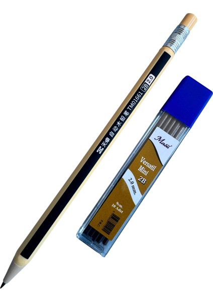 2.0mm Mekanik Kurşun Kalem Seti, 10 Adet Yedek Uç Ile, Pastel Renkli