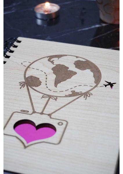 A5 Balon Tasarım Ahşap Plan Defteri - Tarihsiz Ajanda - Günlük Planlayıcı (Süresiz Planlayıcı) modelleri