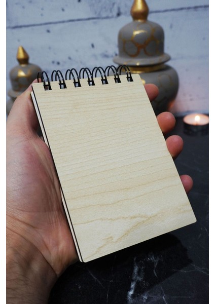 Rüya Kapanı Temalı Ahşap Kapaklı Not Defteri - Mini Defter - Cep Defteri - Benim Listem