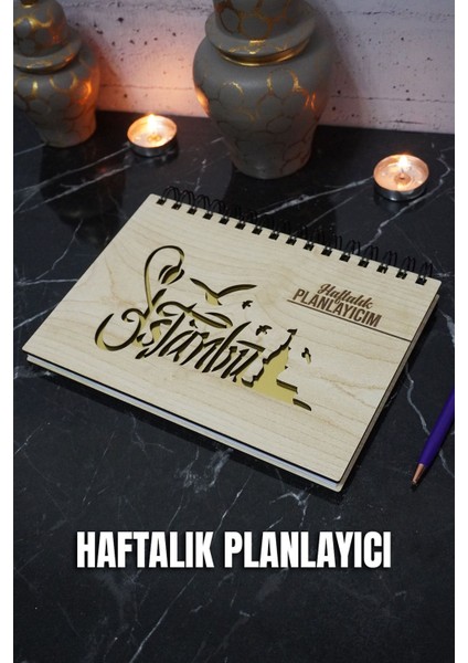 Istanbul Tasarım Ahşap Plan Defteri - Tarihsiz Ajanda - Haftalık Planlayıcı (Planlayıcı Defter) A5