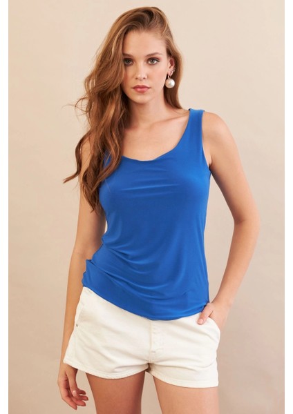 Kadın Saks Basic Bluz LPP1241-90