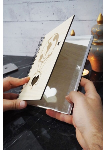 A5 Balon Tasarım Ahşap Günlük Planlayıcı Defter - Tarihsiz Ajanda (Süresiz Planlayıcı) fiyatları