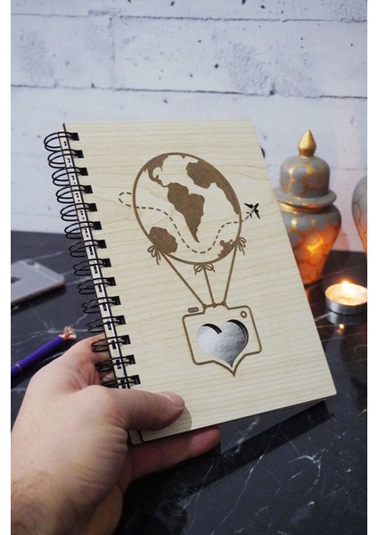 A5 Balon Tasarım Ahşap Günlük Planlayıcı Defter - Tarihsiz Ajanda (Süresiz Planlayıcı) modelleri