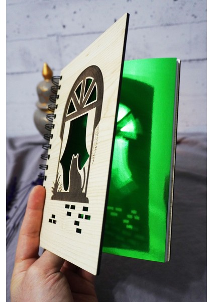 Kedi Desenli Ahşap Kapaklı Defter - Kareli Defter - Ajanda - Okul Defteri (A5 - 120 Sayfa) fiyatları