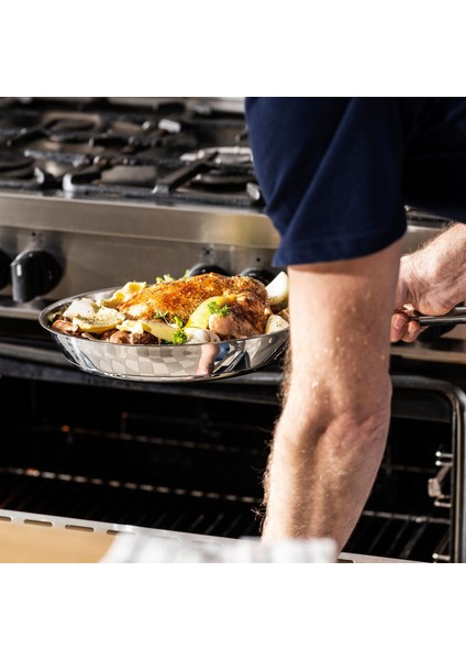 Kızartma Tavası 365+ Paslanmaz Çelik 28 cm Fırına Uygun Dayanıklı Eşit Isı Dağılımlı