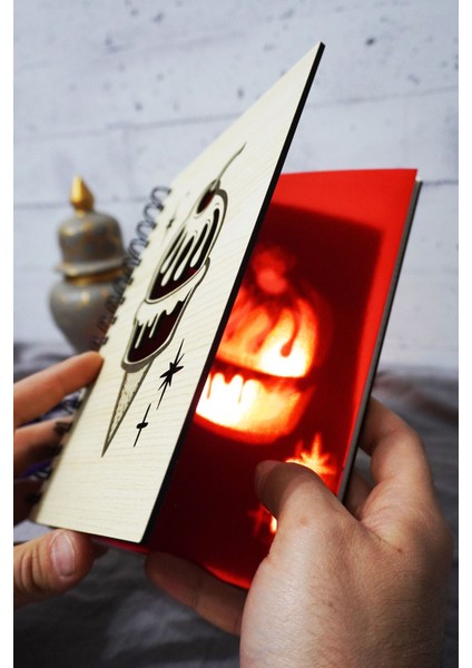 Dondurma Desenli Ahşap Kapaklı Defter - Çizgili Defter - Ajanda - Okul Defteri (A5 - 120 Sayfa) fiyatları