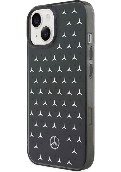 iPhone 14 Uyumlu Kılıf Mercedes Benz Çift Katmanlı Yıldız Desenli Dizayn Kapak Siyah - Gümüş fiyatları