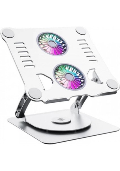 360 Derece Ayarlanabilir Metal Laptop Standı Rgb Fanlı Notebook Tutucu Alüminyum Macbook Yükseltici