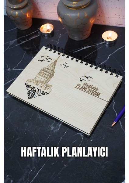 Galata Kulesi Ahşap Plan Defteri - Süresiz Planlama Defteri - Ajanda - Haftalık Planlayıcı - A5 fiyatları