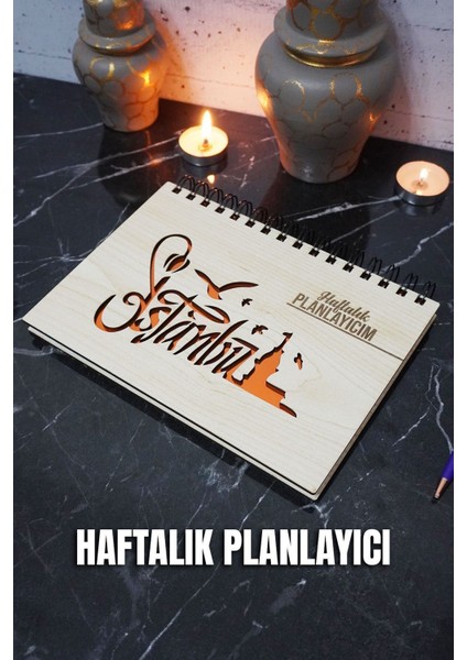 Istanbul Ahşap Plan Defteri - Tarihsiz Defter - Haftalık Planlayıcı (Süresiz Planlama Defteri) A5