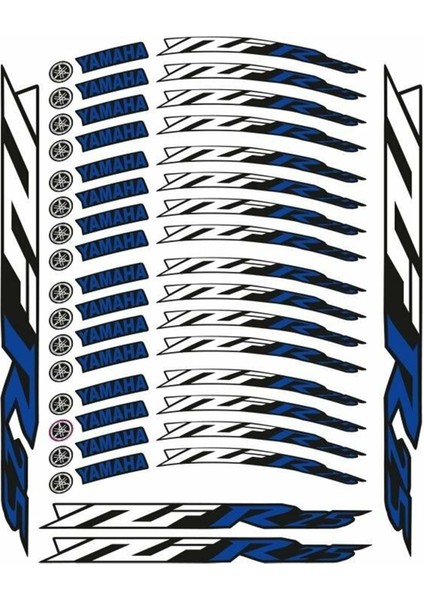 Mavi Baskı Yamaha R25 Uyumlu 1 Set Jant Şeridi