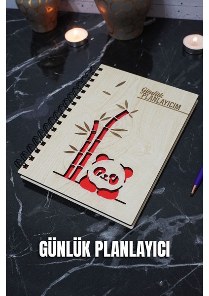 Panda Ahşap Plan Defteri - Tarihsiz Ajanda - Günlük Planlayıcı (Planlayıcı Defter) A5 Defter