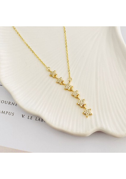 Yıldızlı Kolye Kayan Yıldız Kolye Çelik Gold 45+5cm fiyatları