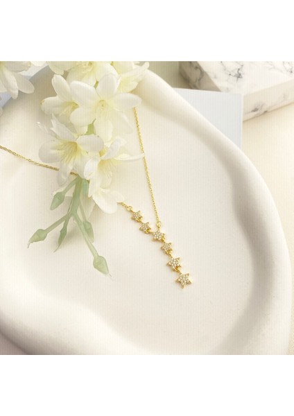 Yıldızlı Kolye Kayan Yıldız Kolye Çelik Gold 45+5cm modelleri