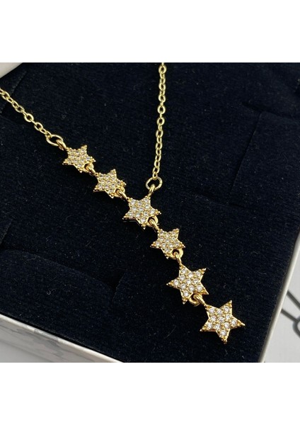 Yıldızlı Kolye Kayan Yıldız Kolye Çelik Gold 45+5cm fırsatları