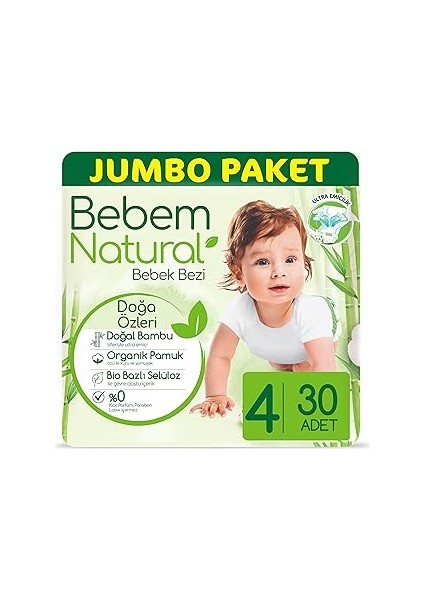 Bebem Natural Bebek Bezi 4 Beden Maxi 30 Adet