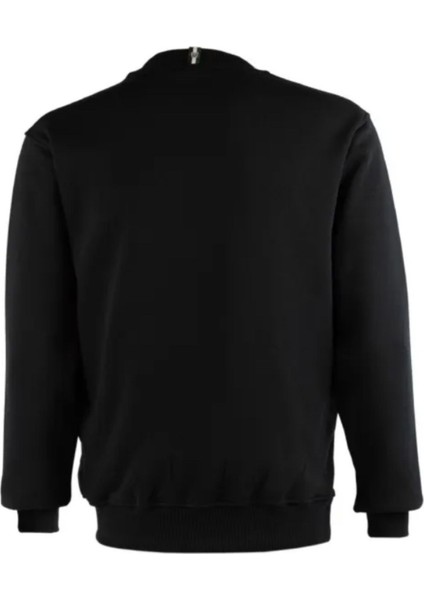 Erkek Siyah 3 Iplik Şardonlu Pamuklu Sweatshirt modelleri