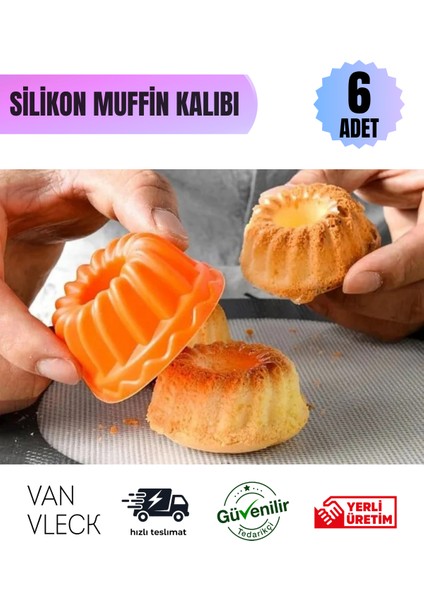 6’lı Silikon Muffin Kek Kalıbı – Küçük Boy, Yapışmaz, Esnek ve Yıkanabilir Cupcake Kalıbı Seti