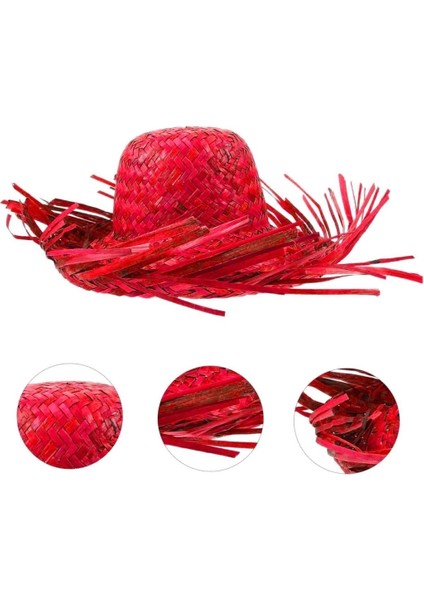 Bfs Tropikal Parti Kırmızı Hasır Hawaii Şapkası 13X36 cm fiyatları