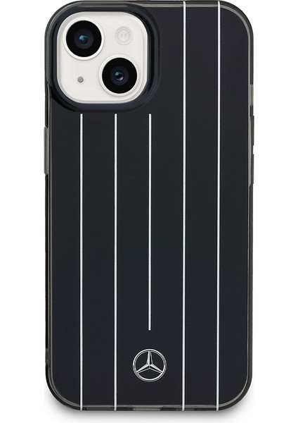 iPhone 14 Uyumlu Kılıf Mercedes Benz Lisanslı New Urban 3 Sert Pc Paralel Çizgi Desenli Kapak Siyah modelleri
