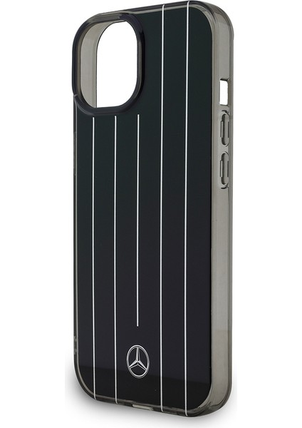 iPhone 14 Uyumlu Kılıf Mercedes Benz Lisanslı New Urban 3 Sert Pc Paralel Çizgi Desenli Kapak Siyah