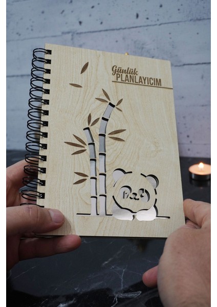 Panda Ahşap Plan Defteri - Tarihsiz Ajanda - Günlük Planlayıcı - Süresiz Planlayıcı A5 Defter