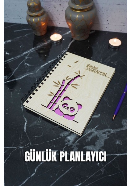 Panda Ahşap Plan Defteri - Tarihsiz Ajanda - Günlük Planlayıcı (Planlayıcı Defter) A5 Defter