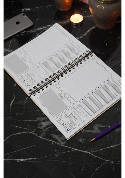 Galata Kulesi Tasarım Ahşap Kapak Günlük Planlayıcı - Tarihsiz Ajanda - A5 Süresiz Planlayıcı Defter indirimleri